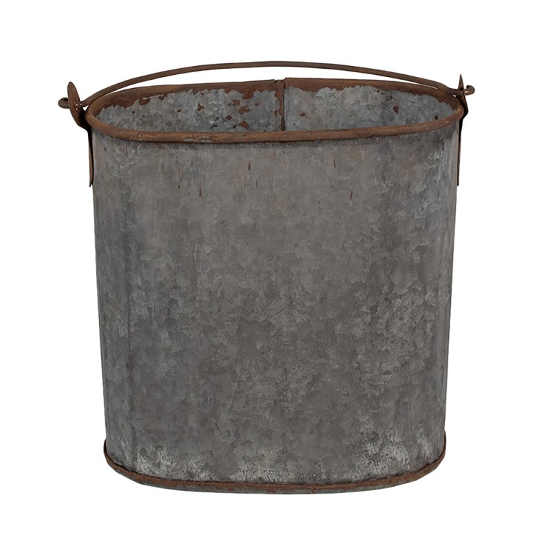 6UNY0017 Decorative Bucket 24x14x28 cm Grey Iron Oval