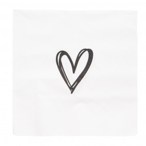 273087 Napkins Paper Set of 20 33x33 cm White Paper Heart