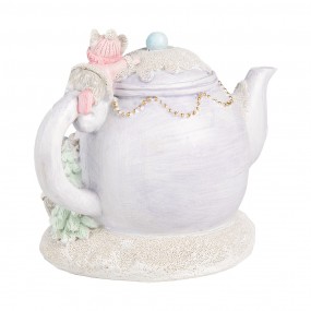 26PR4922GG Decorative House with LED Teapot 15x11x12 cm Purple Plastic