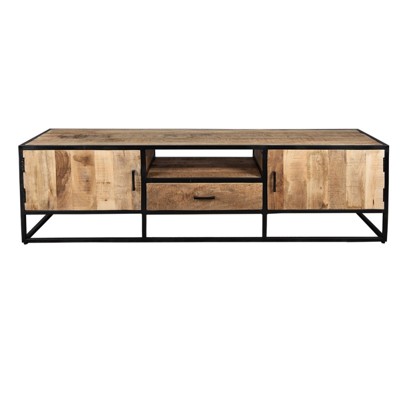 MT50637 Meuble TV 180x45x50 cm Marron Bois Métal Meuble de télévision