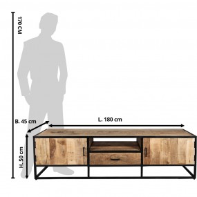 2MT50637 Meuble TV 180x45x50 cm Marron Bois Métal Meuble de télévision