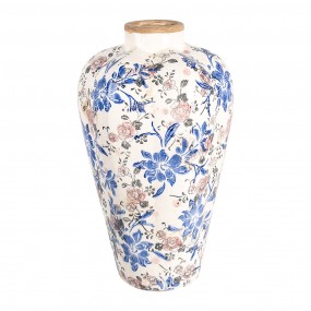 26CE1935L Vase Ø 24x40 cm Beige Blau Keramik Blumen