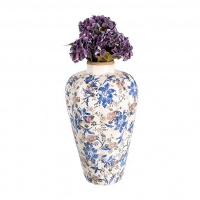 26CE1935L Vase Ø 24x40 cm Beige Blau Keramik Blumen