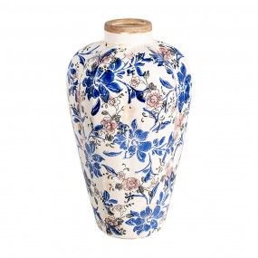 26CE1935M Vase Ø 21x35 cm Beige Blau Keramik Blumen