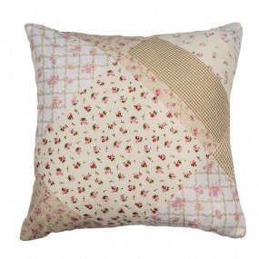 2Q198.020 Housse de coussin 40x40 cm Vert Beige Polyester Fleurs Housse de coussin décorative