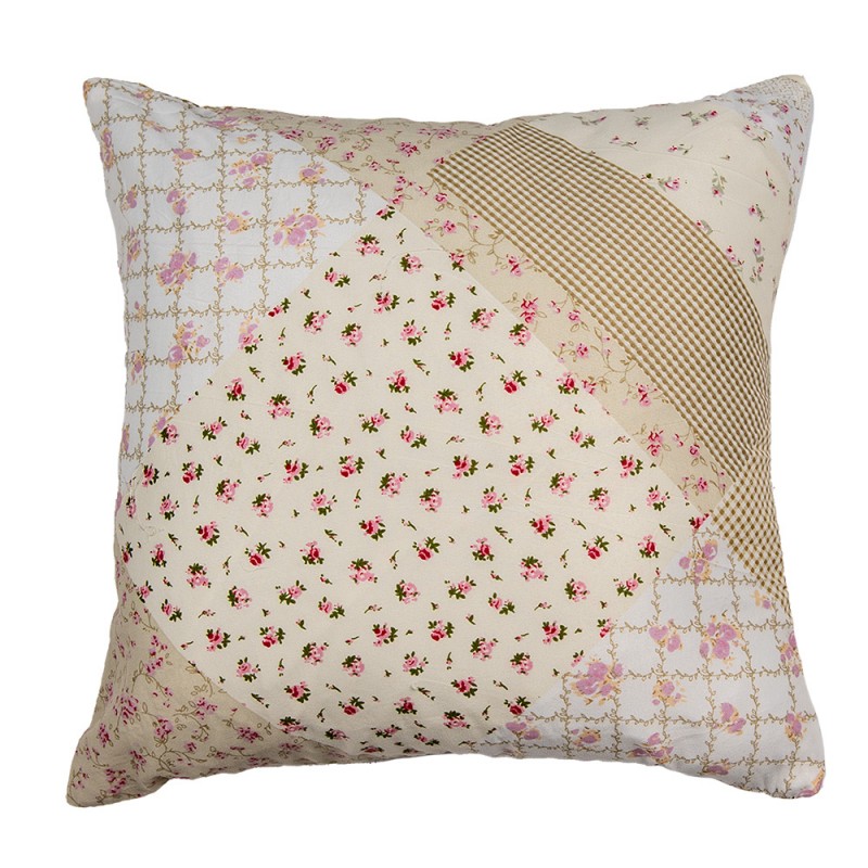 Q198.020 Cushion Cover 40x40 cm Green Beige Polyester Flowers Pillow Cover