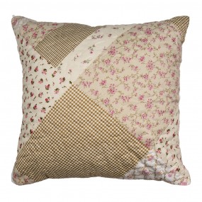 2Q198.020 Housse de coussin 40x40 cm Vert Beige Polyester Fleurs Housse de coussin décorative