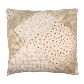 2Q198.030 Housse de coussin 50x50 cm Vert Beige Polyester Fleurs Housse de coussin décorative