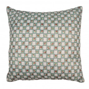 2Q203.020 Housse de coussin 40x40 cm Vert Beige Polyester Fleurs Housse de coussin décorative