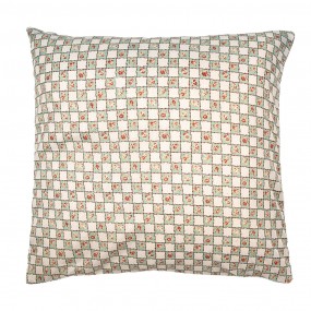 2Q203.030 Housse de coussin 50x50 cm Vert Beige Polyester Fleurs Housse de coussin décorative