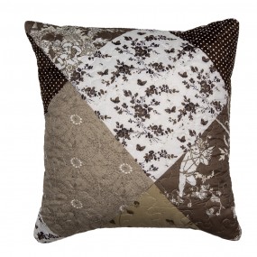 2Q205.020 Cushion Cover 40x40 cm Brown Polyester Flowers Pillow Cover