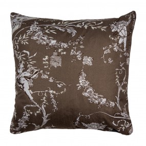 2Q205.020 Housse de coussin 40x40 cm Marron Polyester Fleurs Housse de coussin décorative