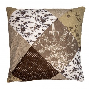 2Q205.030 Cushion Cover 50x50 cm Brown Polyester Flowers Pillow Cover