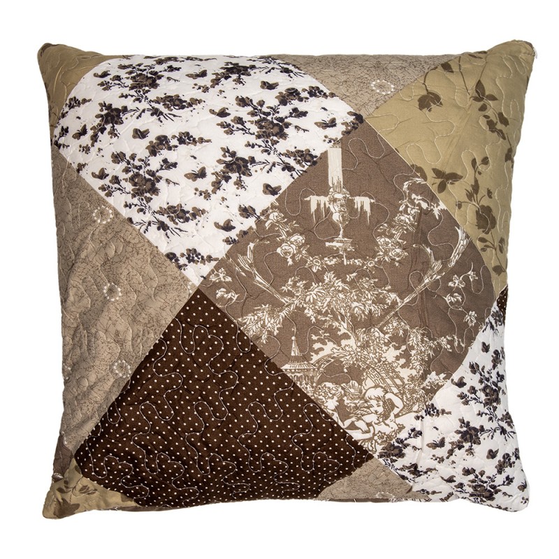 Q205.030 Cushion Cover 50x50 cm Brown Polyester Flowers Pillow Cover