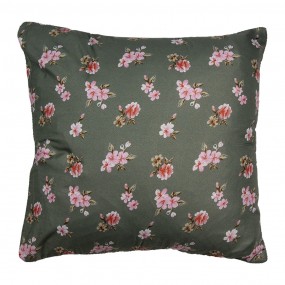 2Q206.020 Housse de coussin 40x40 cm Vert Beige Polyester Fleurs Housse de coussin décorative