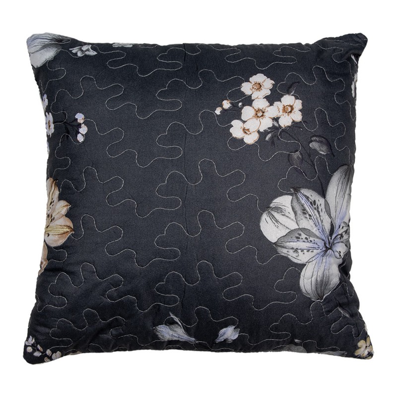 Q208.020 Cushion Cover 40x40 cm Grey Beige Polyester Flowers Pillow Cover