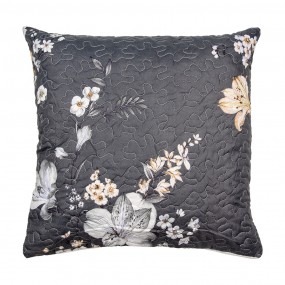 2Q208.030 Housse de coussin 50x50 cm Gris Beige Polyester Fleurs Housse de coussin décorative