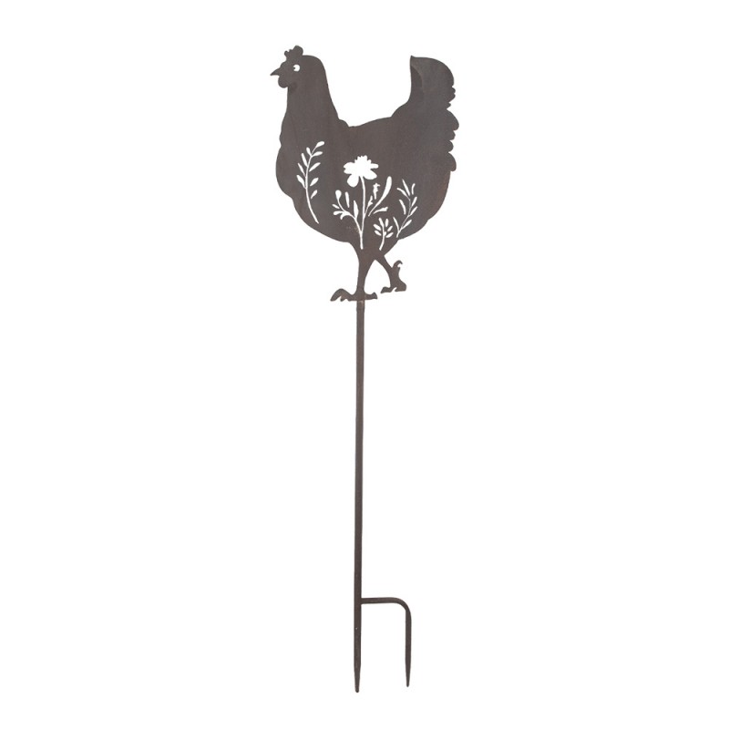 5Y1278 Garden Stake Chicken 32x2x113 cm Brown Metal Garden Stick