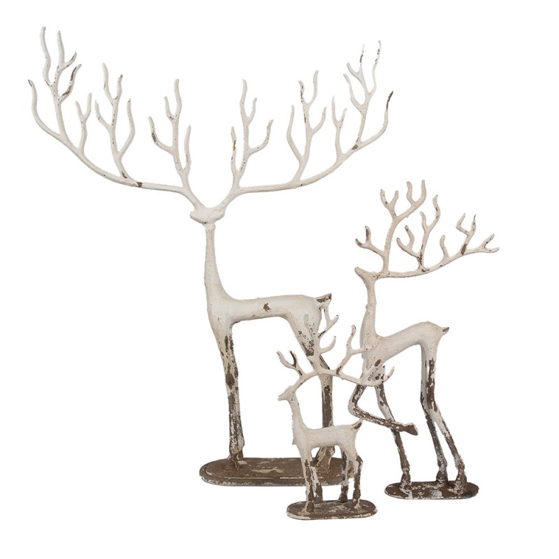 5Y1279 Decorative Figurine Set of 3 Deer 51x11x64 / 23x7x43 / 16x6x28 cm White Metal