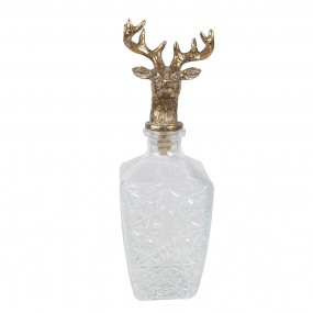 26GL4951 Decorative Bottle with Bottle Stopper 10x10x30 cm Transparent Glass Deer