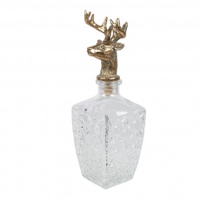 26GL4951 Decorative Bottle with Bottle Stopper 10x10x30 cm Transparent Glass Deer