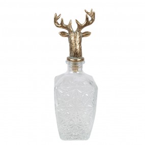 26GL4951 Bouteille décorative avec bouchon de bouteille 10x10x30 cm Transparent Verre Cerf