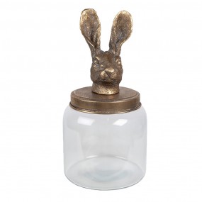 26GL4952 Pot de stockage Ø 16x33 cm Transparent Verre Lapin