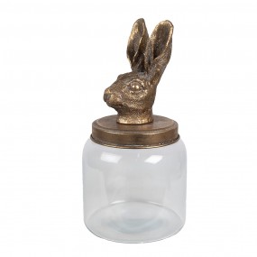 26GL4952 Pot de stockage Ø 16x33 cm Transparent Verre Lapin