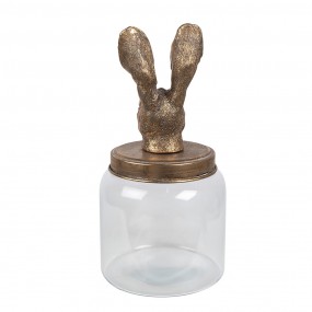 26GL4952 Pot de stockage Ø 16x33 cm Transparent Verre Lapin