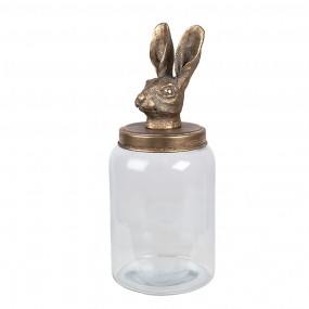 26GL4953 Pot de stockage Ø 16x39 cm Transparent Verre Lapin