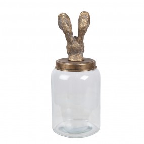 26GL4953 Pot de stockage Ø 16x39 cm Transparent Verre Lapin