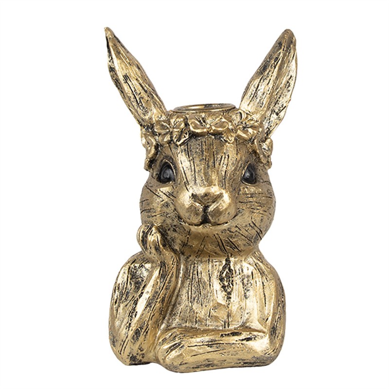 6PR5101 Candle holder Rabbit 10x8x15 cm Gold colored Polyresin