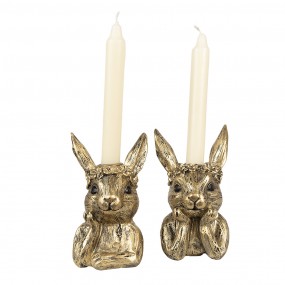 26PR5102 Candle holder Rabbit 9x8x15 cm Gold colored Polyresin