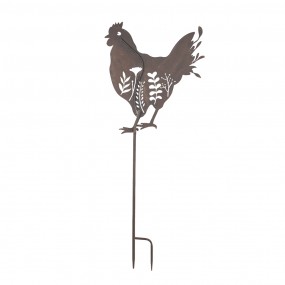 25Y1277 Garden Stake Chicken 47x2x124 cm Brown Metal Garden Stick