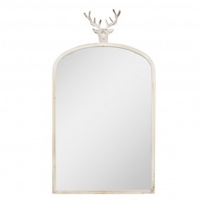 252S319 Mirror 58x10x105 cm White Metal Glass Deer Wall Mirror