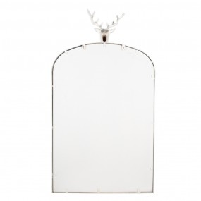 252S319 Mirror 58x10x105 cm White Metal Glass Deer Wall Mirror