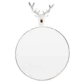 252S320 Miroir 48x10x67 cm Blanc Métal Verre Cerf Rond Miroir mural