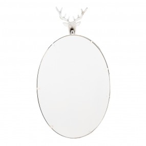 252S321 Mirror 50x10x89 cm White Metal Glass Deer Oval Wall Mirror