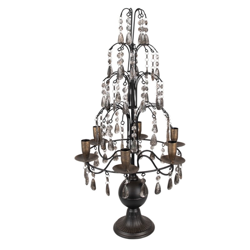 5Y1272 Chandelier 36x70 cm Couleur argent Noir Métal Bougeoir