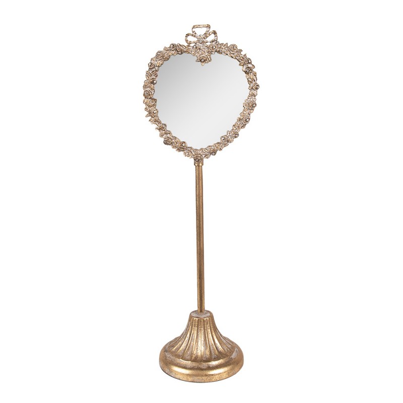 62S305 Table Mirror 14x11x43 cm Gold colored Metal Glass Heart-Shaped