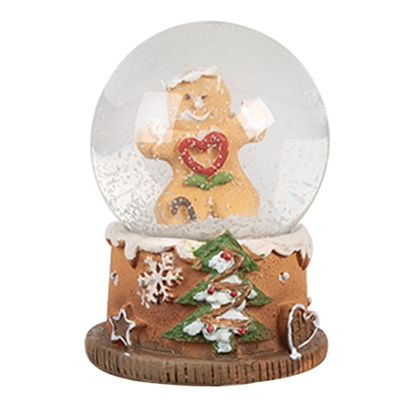 65765 Sneeuwbol Ø 5x6 cm Bruin Glas Kunststof Gingerbread man