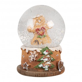 265765 Sneeuwbol Ø 5x6 cm Bruin Glas Kunststof Gingerbread man