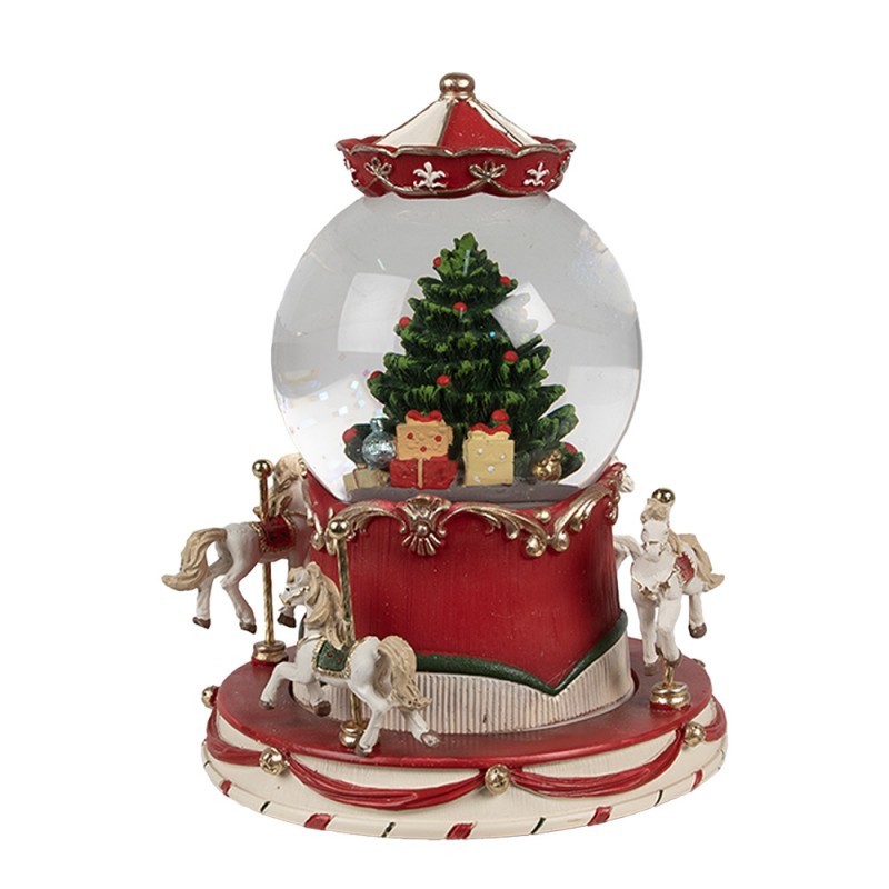 65766 Boule de neige Ø 14x19 cm Rouge Verre Plastique Noël