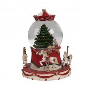 265766 Snow Globe Ø 14x19 cm Red Glass Plastic Christmas