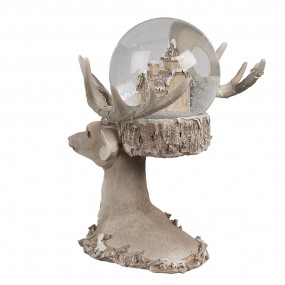 265767 Snow Globe Deer 18x20x23 cm Brown Glass Plastic Christmas