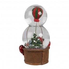 265768 Sneeuwbol Luchtballon 12x10x21 cm Rood Glas Kunststof Kerst