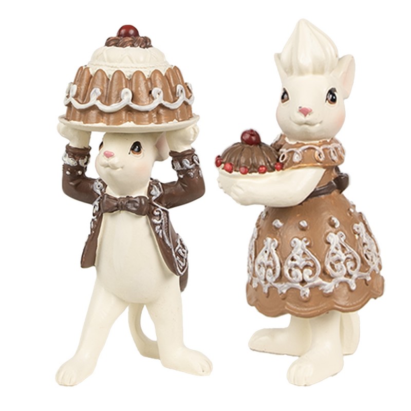 6PR3904GG Statuetta decorativa di Natale Mouse 5x5x11 / 5x5x10 cm Marrone Plastica