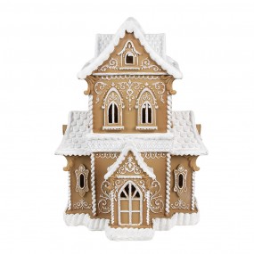 26PR3906GG Gingerbread house met LED 28x21x37 cm Bruin Kunststof Peperkoekhuisje