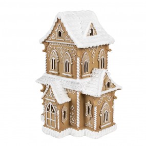 26PR3906GG Gingerbread house met LED 28x21x37 cm Bruin Kunststof Peperkoekhuisje