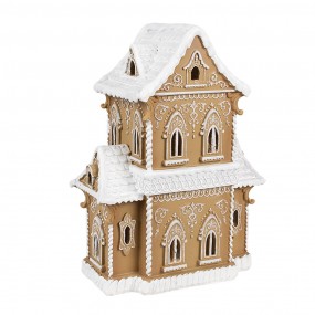 26PR3906GG Gingerbread house met LED 28x21x37 cm Bruin Kunststof Peperkoekhuisje